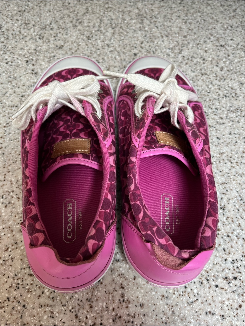 COACH Pink Signature Canvas Lace-Up Sneakers - Picture 3 of 6